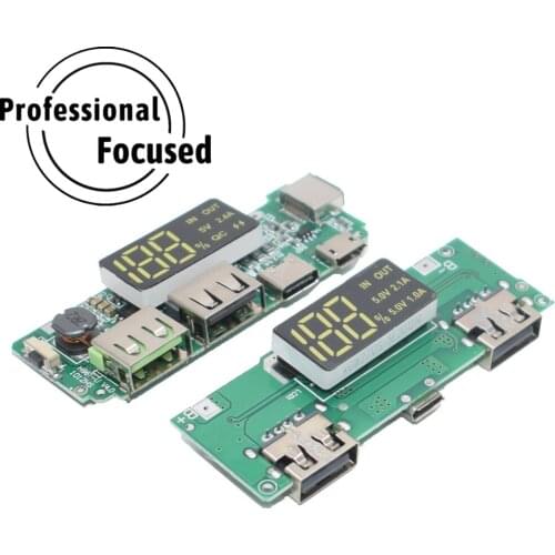 LED Dual USB 5V 2.4A Micro/Type-C USB Mobile Power Bank 18650 Charging Module Lithium Battery Charger Board Circuit Protection