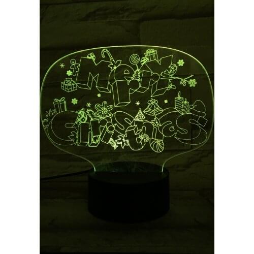 Merry Christmas Night Light 3D LED Touch Switch Lamp Desk Bedside Santa Claus Nightlight Holiday Gift for Kids Children Friends