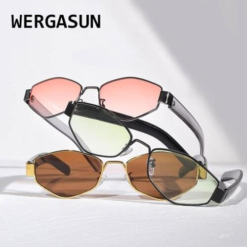 WERGASUN Popular Fashion Small Rectangle Women Luxury Sunglasses Brand Designer Vintage Punk Men Sun Glasses Shades UV400