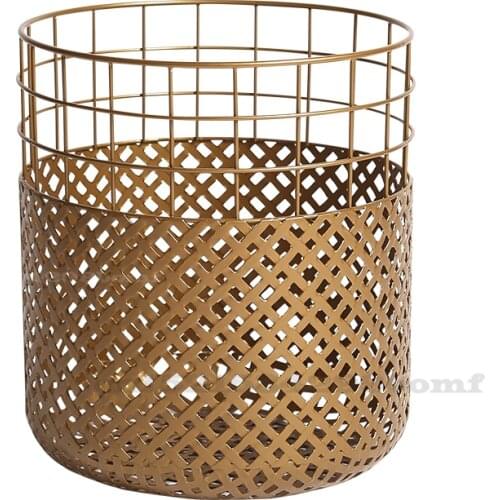 Iron Retro Storage Basket Household Round Hollow Dirty Clothes Hamper Bedroom and Living Room Sundries Storage