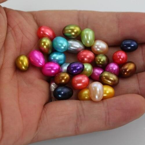 Colorful Rice Freshwater Pearl Beads For Pendant Necklace Jewelry Making 20pcs Bulk 6-7mm Natural Oval Pearl Beads FP396