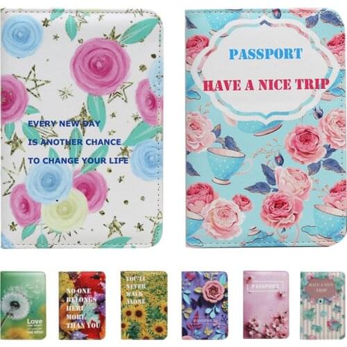 New Floral Passport Holders Women Travel Passport Cover PU Leather 14 Different Flower Choose for Travel 15*10cm Girls ID Holder