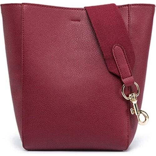 Fsislover Fashion Women Bag Vintage Bucket Bags for Girls PU Leather Women Messenger Bags Wide Strap Free Gift Drop Shopping