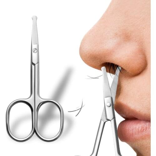 1Pc Eyebrow Scissor Safety Nose Hair Scissors Stainless Round Scissors Trimming Tweezers Small Clipper Eyebrow Nose Hair Cut