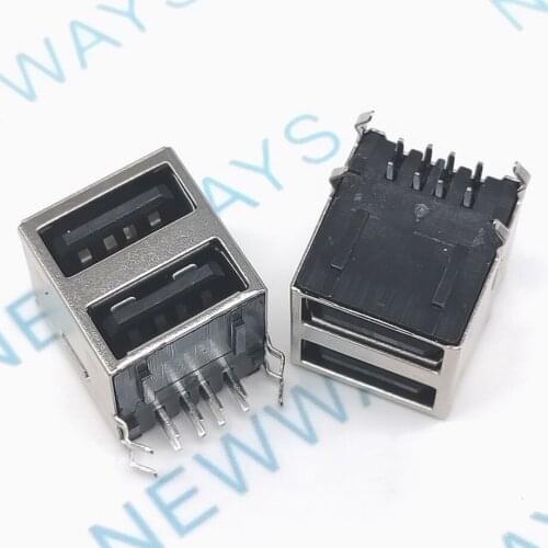10Pcs Double All-In-One Double Usb Socket Type-A 90Degree Double Layer All-Inclusive Usb Female Computer Board Accessories