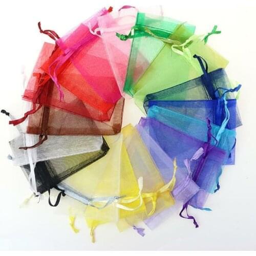 100pcs Jewelry Bag 9*12cm Wedding Gift Organza bag Jewelry Packaging Display & Jewelry Pouches