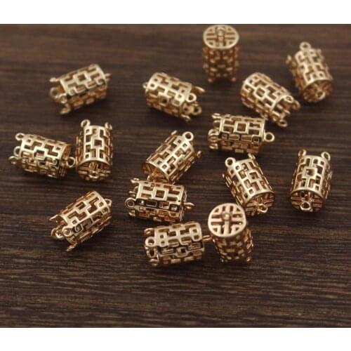 20pcs Brass Casted Filigree Flower Tassel End Caps Tube Connectors Charms High Quality Gold Silver Color DIY Jewelry Accessories