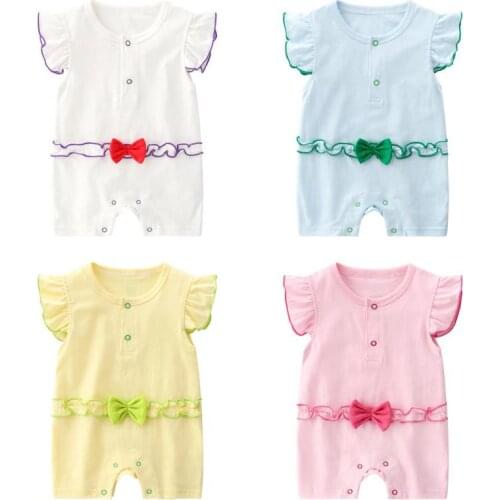 2019 summer baby girl romper 4 colors short sleeve childrens clothing cotton new born baby clothes infants for newborn girls