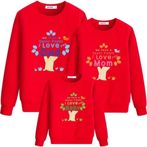 5 Colors Cotton Printing Long Sleeve Father Mom And Son Pullover Sweater Matching Mother Daughter Clothes Family Clothing CA106