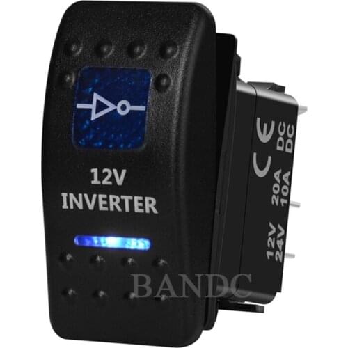 5Pins On-Off Single Pole Single Throw Rocker Switch with Dual Blue Led Light for Car Boat Marine Vehicle, Waterproof