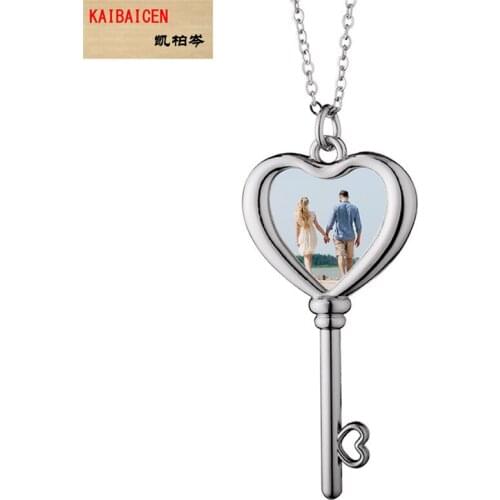 50pcs/lot sublimation blank heart key necklaces pendants hot Heat transfer printing sublimation ink double sides printable