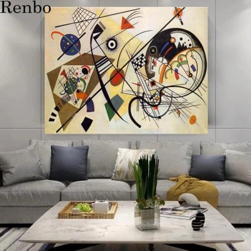 5D Full Square Round Diamond Painting Cross Stitch Kit Geometry Design Wassily Kandinsky Diy Diamond Embroidery Wall Decor 2021