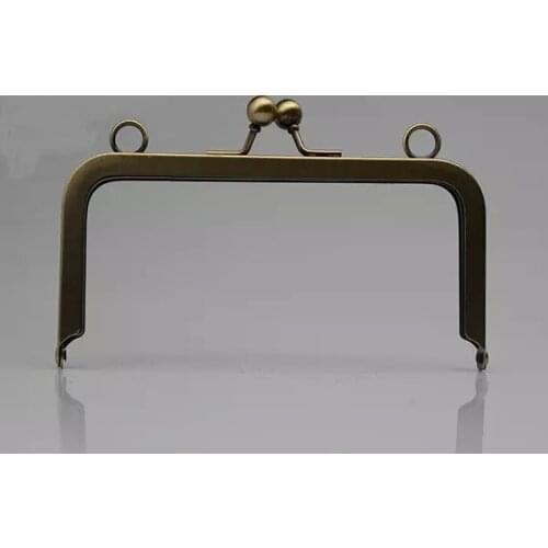 8" inch brushed brass clutch purse frame, glue in, kisslock closure