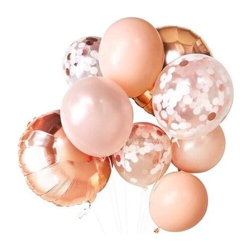 9pcs 18inch rose gold round balloon 10inch latex Balloon Bouquet Themed Party Decor Kids Gifts Toy Birthday Party Supplies