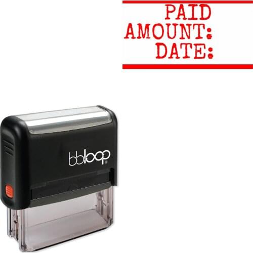 Bbloop 'PAID AMOUNT: DATE:' Self-Inking Office Stamp, Rectangular Typewriter Style