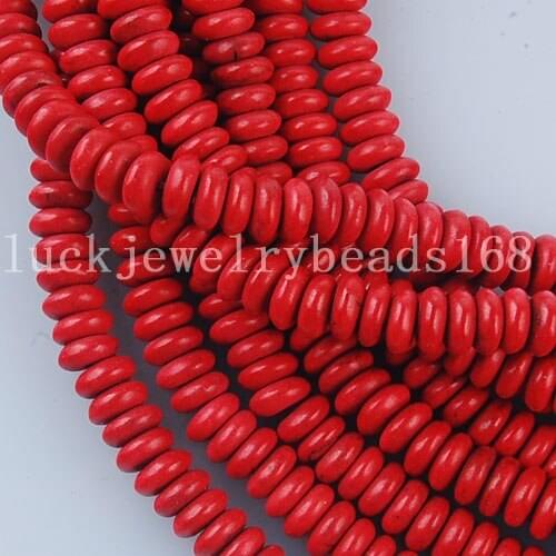 Free shipping Women Fashion Jewelry 3x6mm Red Howlite Howlite Abacus Loose Beads 15.5" FG6190