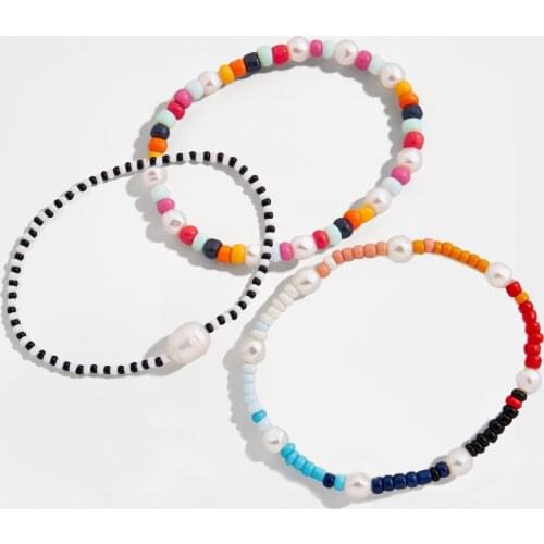 Bijoux MAJORCA BRACELET SET pack colorful seed beads women boho freshwater pearls solo stretch bracelets elastic armband bilekli