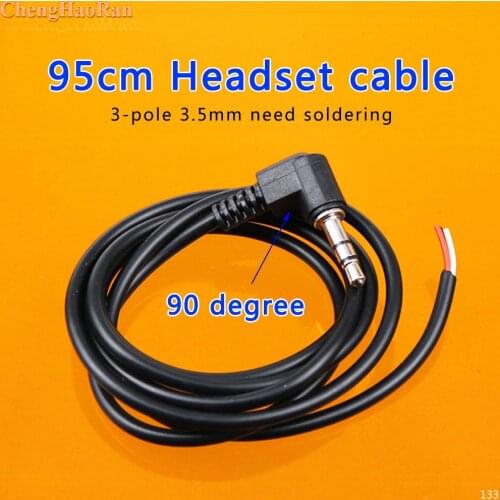 ChengHaoRan 50cm 95cm 3 pole 3.5mm 90 degree Jack DIY Speaker Earphone Audio Cable Repair Replacement Headphone solder Welding