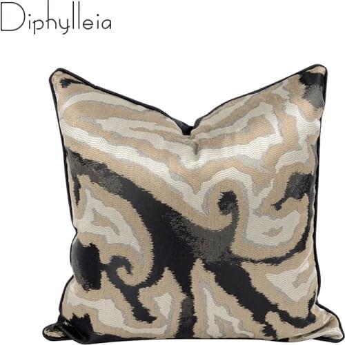 Diphylleia Random Pattern Cushion Cover Simple Modern Neo-Classical Black Coffee Abstract Sofa Pillowcase Hotel Club Upholstered