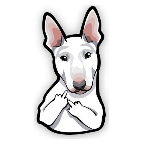 Express Pitbull Bull Terrier Middle Finger - 5" Vinyl Sticker - for Car Laptop I-Pad - Waterproof Decal