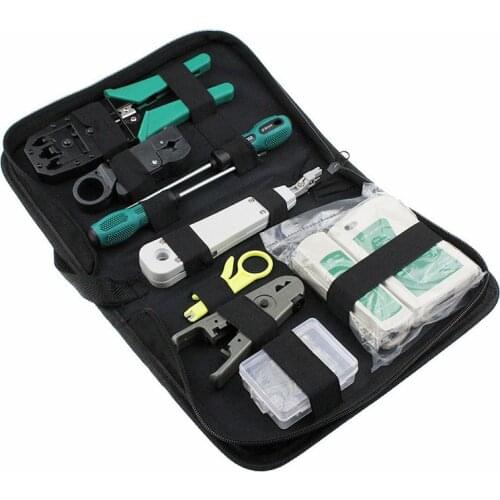 FATCOOL 11pcs LAN Network Repair Tool Kit RJ45 RJ11 RJ12 CAT5 CAT5e Utp Cable Tester AND Plier Crimp Crimper Plug Clamp