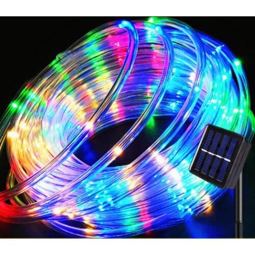 50/100 LEDs Solar Rope Tube String Lights Outdoor Waterproof Fairy Holiday Lights Garden Garland for Christmas Yard Decoration