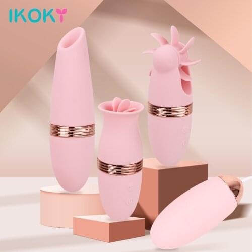 IKOKY Tongue Suck Lick Vibrator Sex Toys For Women Female Masturbator Vagina Anal Clitoris Stimulator Sex Tools For Adults Toys