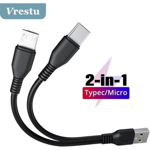 USB Type C Cable for Samsung Galaxy Note 20 S20 Micro Kabel Y 2 in 1 Fast Charge USB Type C Microusb Wire for Android Tipo Cable