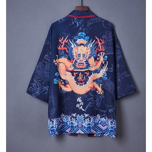 Kimono Men Japanese Kimono Traditional male kimono cardigan harajuku streetwear samurai costume yukata male haori obi Dragon