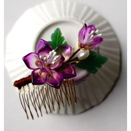 Chinese Hair Jewelry Handmade Penoy Flower Hair Combs Hairpins Traditional Classical Hair Clips for Bride Wedding Hair Ornaments