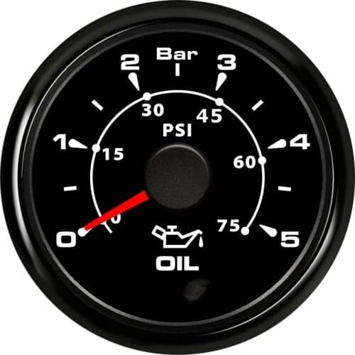 2" 52mm Oil Pressure Gauge 0-5BAR 0-75PSI Fuel Pressure 9-32V Waterproof Fit Motorcycle Auto Boat with 8 Color Backlight