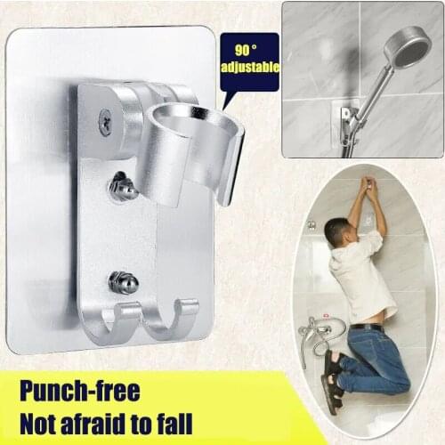 Powerful Holder Punch-Free Installation Wall Mounted Bathroom Accessory Base 90° Adjust Bathroom Shower Head Shower Bracket