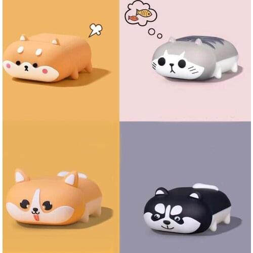 For Airpods Pro 3D Cute Shiba Inu Corgi Husky Dog Soft Case for Apple Airpods 1 2 3 Lying Down Puppy Cat Wireless Earphone Cover