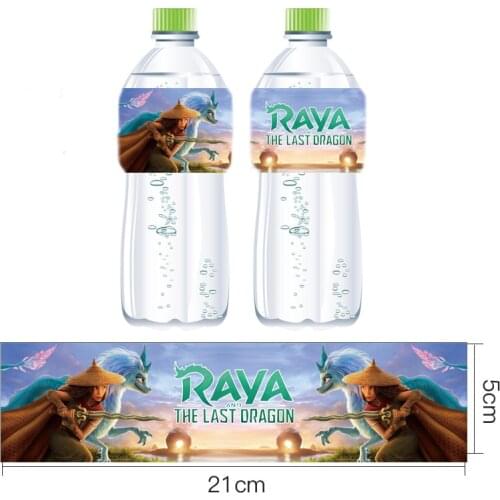 12pcs/lot Raya and The Last Dragon Label Sticker Raya Cartoon Mineral Water Bottle Label Stickers Boy Birthday Party Decor