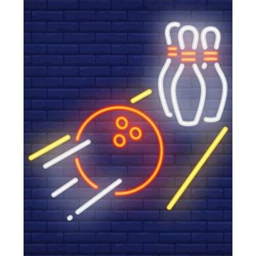 Neon Sign For Bowling Ball Rolling On Alley Lamp real glass tubes resterant decorate light sport DISPLAY Impact Attract light