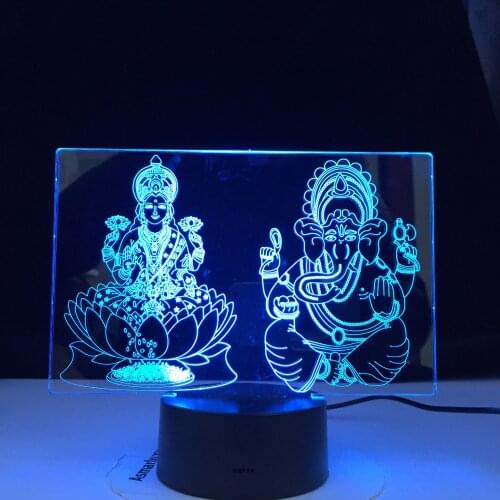 Buddha Ganesha Changing Night Light 3D LED Atmosphere Bulbing Lamp Heart visual illusion for Kids Toy Christmas Birthday Gifts