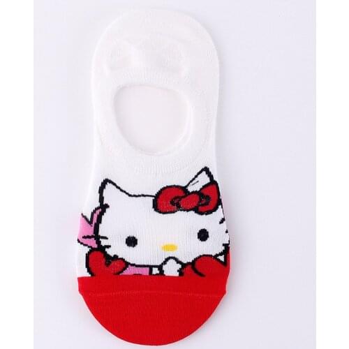 Summer new style women children socks hello kitty cartoon invisible socks cute ladies boy girl kids boat socks