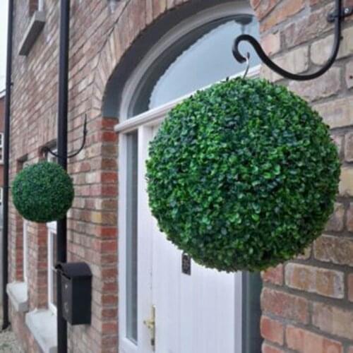 Artificial Green Grass Ball Topiary Hanging Garland Home Party Decorations Plastic Grass Ball Plant Ornament Garden Yard Decor