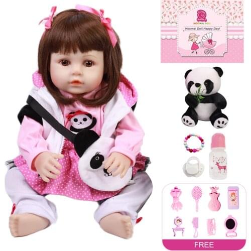 18"48CM Bebe Reborn Soft Silicone Realistic Baby Full Body Hair Toy Doll Smooth Vinyl Body Toddle Reborn Doll Toys for Children