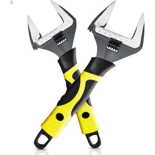 Adjustable Wrench Universal Spanner Large Opening Wrench Snap Grip Nut Key Bathroom Water Pipe Screw Repair Tool Ratchet
