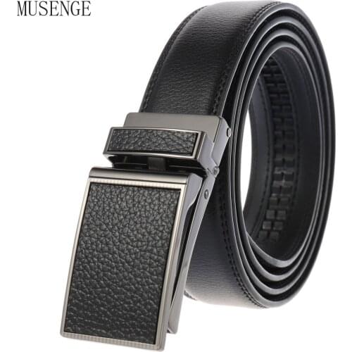 Mens Leather Belt Business Formal Cowhide Ratchet Belt High Quality Gray Metal Automatic Buckle Brown Waist Strap Luxury Brand