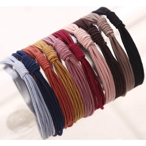 100pcs/lot wholesale simple 4 layer cord hand knotted hair ties super elastic rubber band ponytail holder