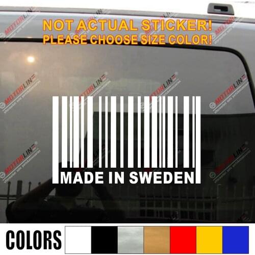 Made In Sweden UPC Barcode Decal Sticker Car Vinyl fit for Saab Volvo etc no background
