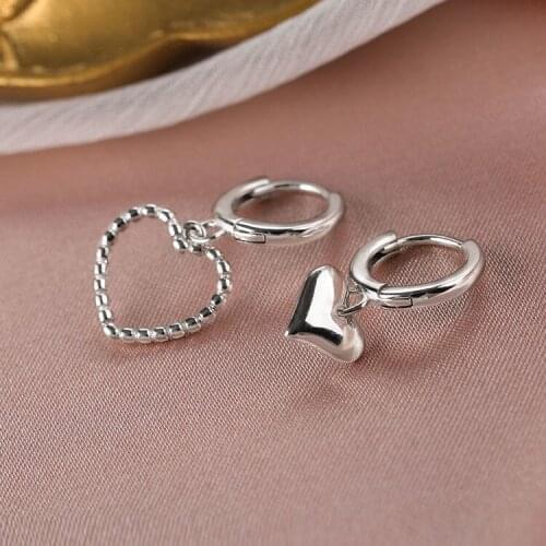 Hoop Earrings Temperament Trendy Hollow Asymmetry Heart Charm Earrings Women Party Fashion Jewelry Accessories