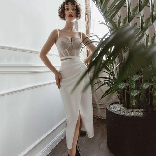 Latest 2021 Unique Two Pieces Bridal Wedding Dresses Sleeveless Sweetheart with Spaghetti Straps Wedding Gowns for Bride Short