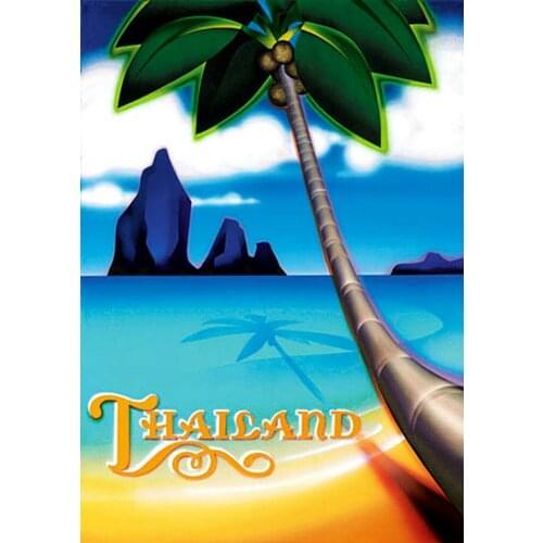 Thailand coconut Vintage Retro Travel Railways Photo Art Film Print Silk Poster for Your Home Wall Decor 24x36inch