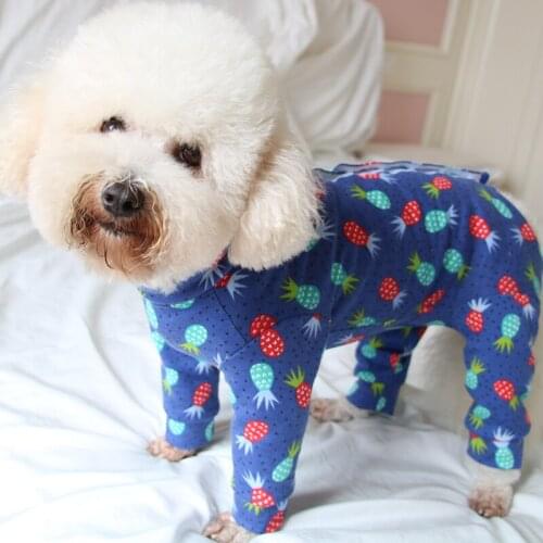 Pet Dog Jumpsuit Thin Printed Overalls Pure Cotton Puppy Clothes Protect Belly Pajamas For Small Dogs Chihuahua Poodle Home Wear