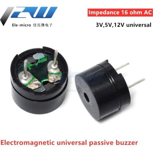 10pcs/lot Universal passive buzzer electromagnetic impedance 16 ohm AC 3V 5V 12V universal