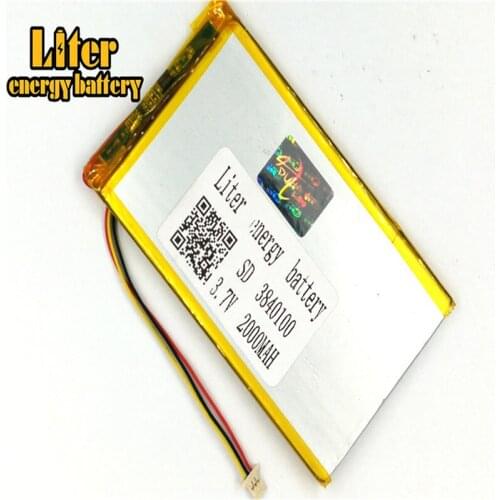 Plug 1.0-3P 3840100 3.7V 2000mah Lithium Polymer Battery for MP4 MP5 polymer rechargeable battery