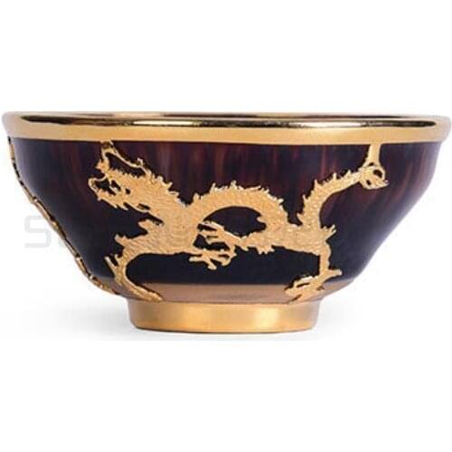 Vintage Tea Cup 110ml Ceramic Gold Dragon Phoenix Cup Chinese Kung Fu Teaware Set Master Puer Cups Small Tea Bowl Drinkware Gift